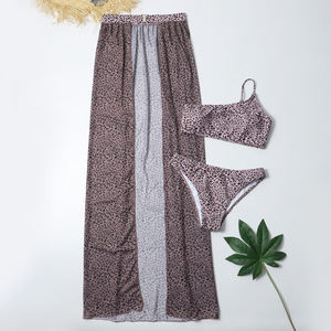 Traje de Baño de 3 Piezas para Mujer, Sexy, con Falda Larga, Hombro Descubierto y Pierna Alta, Estampado de Leopardo, Mini Bikini, Regalo Festivo - Product Image 2