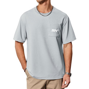 T-shirt de sport ample et moderne pour homme à manches courtes avec poche – Vêtement de musculation stylé – Fabricant de vêtements de sport - Product Image 4