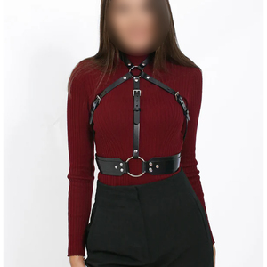 Cinturón de Piel Auténtica Hecho a Mano, Ajustable, Estilo Gótico Punk, con Anillas en O y Hebillas Metálicas - Product Image 1