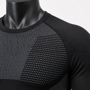 Men's <b>Long</b> <b>Sleeve</b> Compression Rash Guard <b>Black</b> <b>Mesh</b> Panel Quick Dry Athletic Performance Shirt - Product Image 6