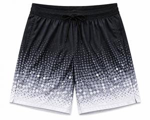 Shorts de sport écologiques pour hommes, imprimés par sublimation, séchage rapide, rouge et noir, taille à cordon, logo personnalisé, pêche, surf, tendance - Product Image 5