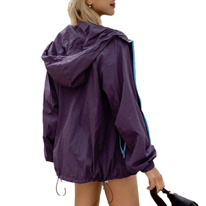 Low MOQ Wholesale Women's Hooded Windbreaker <b>Jacket</b> Lightweight Hiking <b>Zip</b> <b>Up</b> Coat Running Casual Streetwear <b>jacket</b> for men Bulk - Product Image 2