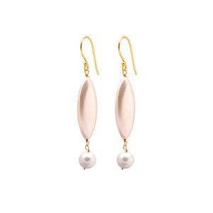Pendientes de Perlas Naturales Hechas a Mano con Forma de Marquesa, Baño de Oro Vermeil, Joyería Moderna con Engaste de Bisel para Fiestas o Regalo - Product Image 1