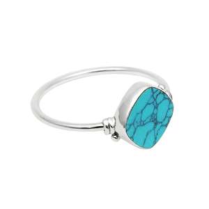 Natural <b>Turquoise</b> Gemstone Art Deco Band <b>Ring</b> Crafted From 925 Sterling Silver Precious Cushion Cut Gemstone Bohemian <b>Ring</b> - Product Image 3