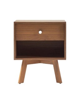 Mid Century Modern Wood Nightstand with Drawer and Open Shelf Retro <b>Bedside</b> Table Cabinet for Bedroom Living Room From Vietnam - Product Image 2