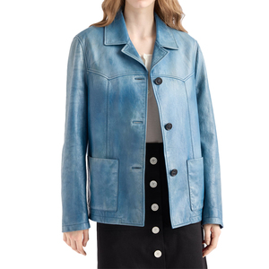 OEM Private Label Women's Vintage Nappa Lambskin Leather <b>Jacket</b> Luxury Notch Lapel Designer Top Custom Manufacturer - Product Image 1