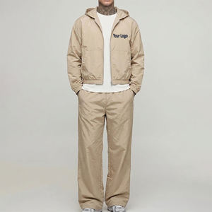 OEM/ODM Premium Quality Streetwear <b>Crop</b> <b>Top</b> Fit Windbreaker Set Custom Printed Logo Solid Color Windproof Sweatsuit <b>For</b> <b>Men</b> - Product Image 1