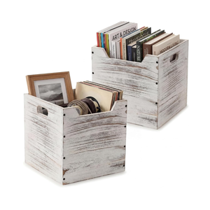 OEM ODM Acacia Wooden Countertop Basket Farmhouse Organizer Crates for <b>Vegetables</b>, Books, etc from Vietnam - Product Image 3
