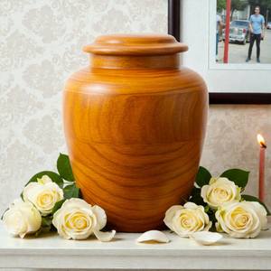 Urne funéraire artisanale en bois de rose pour cendres humaines, taille moyenne 9x5,5 pouces, boîte à cendres commémorative. - Product Image 4