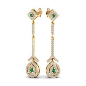Boucles d'oreilles REYES en or 14 carats avec diamants en forme de goutte d'eau pour femmes, taille poire, 0,09 carat, émeraude, bijoux fins pour mariage, prix de gros - Product Image 6