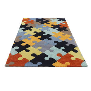 Tapis en laine tufté à la main, design abstrait coloré en forme de puzzle, tapis pour enfants pour salle de jeux, chambre d'enfant - Product Image 3