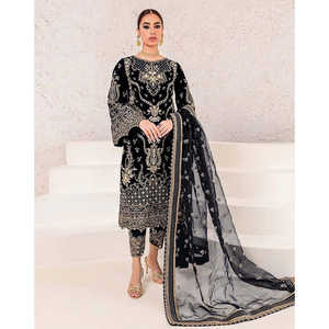 Women's Party Wear <b>Embroidery</b> and Sequence Work Suit <b>Set</b> - Product Image 3