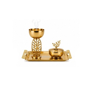 Copper Incense <b>Burner</b> Set With Tray Hand Made Indian Style Religious Use All Season - Product Image 3