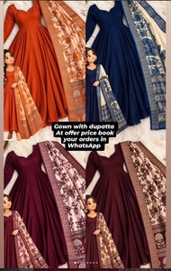 Orange Silk Anarkali <b>Kurta</b> Set with Printed Dupatta Floor-Length Traditional Indian Party <b>Dress</b> by Shivam Hub - Product Image 5