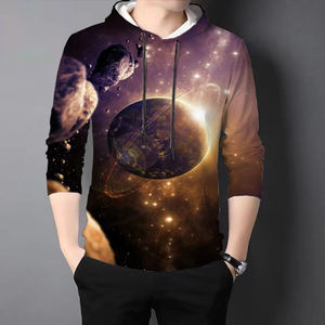 เสื้อฮู้ดดี้พิมพ์ลายกาแล็กซี่สำหรับผู้ชาย ทรงปกติ ซิปหน้า สวมใส่สบาย พิมพ์ลายแบบซับลิเมชั่น ผ้าโพลีเอสเตอร์ถัก สไตล์ฤดูใบไม้ร่วง - Product Image 2