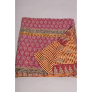 ผ้าห่มกันธาทำมือ เป็นมิตรกับสิ่งแวดล้อม ซักได้ ลายดอกไม้สไตล์อินเดียโบราณ ผ้าฝ้าย โบโฮ ผ้าคลุมเตียง ผ้าห่มสองด้าน - Product Image 5
