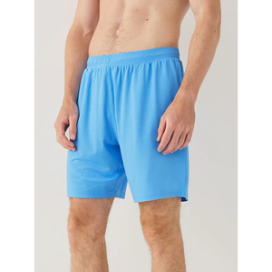 Shorts en polyester tricoté décontractés pour homme, couleur unie, taille élastique, séchage rapide, bleu clair - Product Image 1