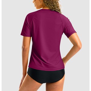 Premium Quality Unisex Red Black Color Blocked Short Sleeve Rash Guard Quick Dry Spandex/Polyester <b>Swim</b> <b>Shirt</b> UPF50+ - Product Image 5