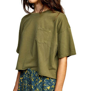 Camiseta Corta de Punto para Mujer, Ecológica, Transpirable, Estilo Casual de Verano, 100% Algodón, Alta Calidad, Precio al por Mayor, MOQ Bajo - Product Image 3