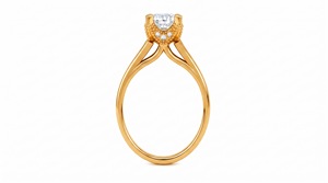 Anillo de Compromiso Clásico con Diamante Solitario Cultivado en Laboratorio, Halo Oculto con Detalle de Cuentas, Certificado IGI, Oro Amarillo con Baño de Rodio - Product Image 2