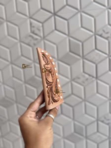 New Arrival High Quality Hand <b>Tooled</b> <b>Leather</b> Knife Sheath Hunting Accessories Genuine <b>Leather</b> Feather Design Knife Cover <b>Pouch</b> - Product Image 3