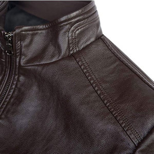 Custom Made OEM Service <b>High</b> Quality Men's Casual <b>Leather</b> Jacket Stand Collar Zipper Front Eco-Friendly Waterproof Winter <b>Top</b> - Product Image 6