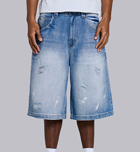 CONX Jean Short Homme Vintage Taille Mi-Haute en Coton 100% de Haute Qualité, Séchage Rapide, Écologique, Style Urbain, Longueur Genou, pour l'Entraînement - Product Image 1