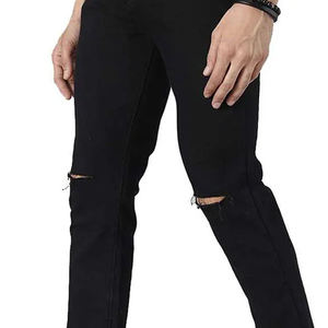 Pantalon en jean pour homme de haute qualité, couleur noire, coupe classique, tendance, respirant, pour adultes, style décontracté. - Product Image 6