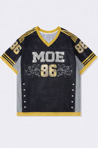 Camiseta de fútbol americano personalizada con pedrería, estilo vintage, cuello en V, estilo urbano, con número gráfico, proveedor mayorista de fábrica de EE. UU. - Product Image 2