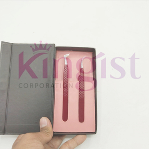 Pinzas de Fibra para Extensión de Pestañas Blancas y Moradas en Oferta, Aplicador de Pestañas Color Oro Rosa, Juego de 2 Pinzas para Extensión de Pestañas con Caja - Product Image 2