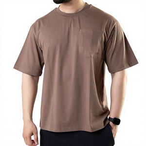 Camiseta de Algodón para Hombre, Color Marrón Sólido, Manga Corta, Cuello Redondo, Corte Regular, Tejido Jersey, Teñido Liso, Logotipo Frontal, Transpirable - Product Image 5
