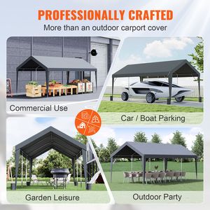 Tenda per Camion 10x20 piedi, Robusta Copertura per Auto/Garage Esterno, 8 Pali Rinforzati, 4 Sacchi Zavorrati, Resistente ai Raggi UV e all'Acqua - Product Image 5