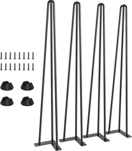 Patas de Mesa Tipo Horquilla Resistentes de 28 Pulgadas, 4 Piezas, Patas de Escritorio Metálicas de 3 Varillas con Capacidad para 880 Libras, Patas para Mesa de Comedor, Banco o Muebles DIY EDPTBL014 - Product Image 1