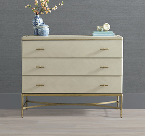 Commode de luxe moderne en bois de mahogany massif avec base en métal doré, meuble de chambre contemporain pour la maison - Product Image 1