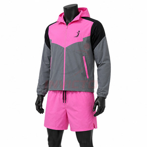 Lightweight <b>Athletic</b> Men Windbreaker Shorts Set Offering Relaxed Fit Men Windbreaker Shorts Set For Daily Activities - Product Image 4