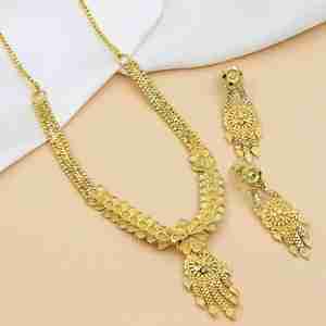 Juego de Collares Cortos y Pendientes con Diseño de Flores Chapados en Oro de 14K, 18K y 24K al por Mayor, Joyería de Moda para Mujer, Latón - Product Image 1