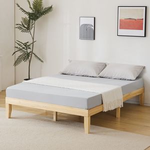 Letto Contemporaneo Matrimoniale e Singolo in Legno di Pino con Colore Naturale 202*151*30.5cm, Superficie Verniciata - Product Image 3