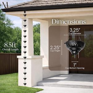 Chaîne de pluie décorative en fer durable au design tendance pour le drainage des toits de balcon et accessoires élégants pour l'aménagement extérieur des jardins - Product Image 2