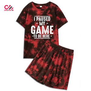 เสื้อยืดแขนสั้นลายมัดย้อมสำหรับผู้ชาย ชุดเซ็ตผ้าฝ้ายระบายอากาศดี สวมใส่สบายๆ ในฤดูร้อน สินค้าขายดีมาแรง - Product Image 1