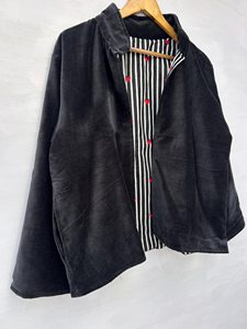 เสื้อแจ็คเก็ตฤดูหนาวแบบยูนิเซ็กซ์ ผ้ากำมะหยี่สีดำ แบบสั้น ผ้าควิลท์สองด้าน ระบายอากาศได้ดี เป็นมิตรกับสิ่งแวดล้อม ปักลายผ้าฝ้าย ขนาดฟรีไซส์ สไตล์อินเดีย - Product Image 6