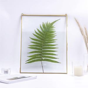 High Rectangular Brass Acrylic Photo Frame With Inlay Dried Flowers Handmade <b>Tabletop</b> Display Vertical Orientation - Product Image 3