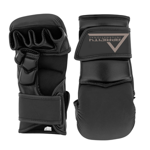 High Quality MMA Boxing Gloves Black Color Genuine Leather Adjustable <b>Hook</b> & Loop Closure Lightweight UV Protection Unisex Adult - Product Image 3