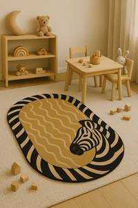 Designer Woolen Abstract Area Rug High Pile zebra Layer <b>Carpet</b> with Artistic Figurative Motif for Christmas & New Year Gift - Product Image 4