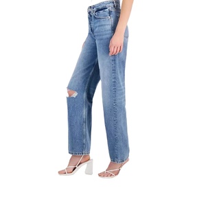 Jean en denim stretch coupe droite pour femme 2026, taille mi-haute, pantalon élastique, vente en gros, faible MOQ - Product Image 6