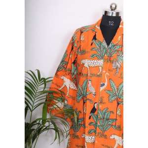 เสื้อเชิ้ตผ้าฝ้ายสไตล์โบฮีเมียนสำหรับผู้หญิง เสื้อผ้าฝ้ายพิมพ์ลายป่า ทำมือ ชุดเดรสสไตล์โบฮีเมียนสำหรับงานปาร์ตี้ ชุดลำลอง เสื้อเชิ้ตผ้าฝ้าย - Product Image 2