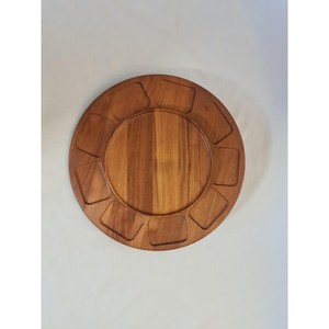 Round Wooden Lazy Susan Handmade Minimalist Design Natural Wood Grain Pattern Solid Color Party Dishes & <b>Plates</b> - Product Image 1