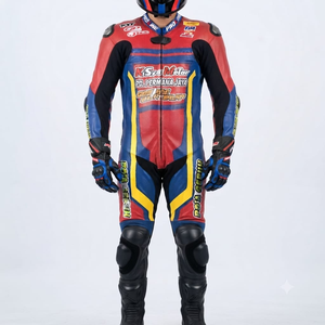 Combinaison de course Kawasaki Premium pour homme, 1 pièce, en cuir de vache véritable/cuir de kangourou, style MotoCP, combinaison de course sur circuit, niveau de protection 2 - Product Image 1