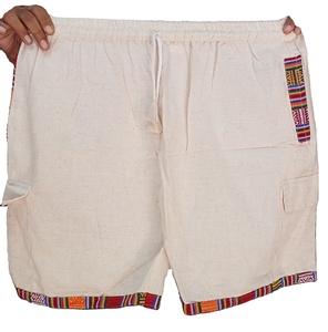 กางเกงขาสั้นผ้าฝ้ายสไตล์ฮิปปี้โบฮีเมียนกางเกงขาสั้นสี่กระเป๋าสีล้วนสไตล์ฮิปปี้โบฮีเมียนฤดูร้อน - Product Image 1