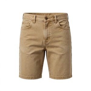 Amkoor Men's Custom Logo Bermuda <b>Shorts</b> Tan <b>Polyester</b> Cotton Worsted Fabric Elastic Waist Classic Casual <b>Shorts</b> with Pockets - Product Image 1