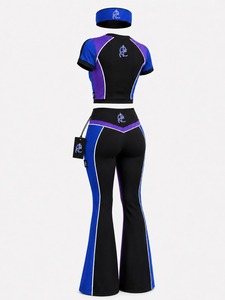 Conjunto de 3 piezas para mujer con top, leggings y diadema, tela suave y flexible, diseñado para entrenamientos, yoga, jogging y comodidad informal. - Product Image 2